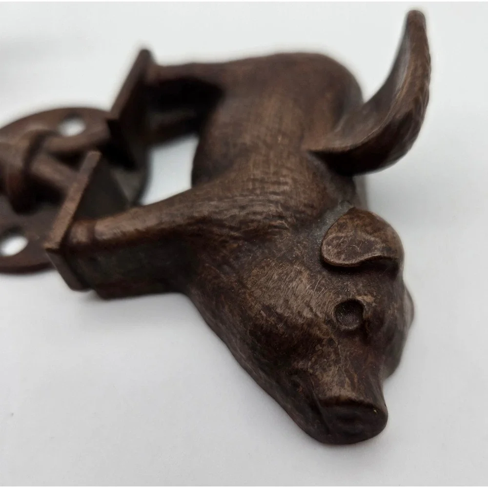 Flying Pig Wall Hook Brown Cast Rustic Farmhouse Double Coat Hat Towel